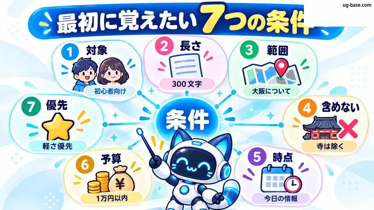 ChatGPTで使える7つの条件の一覧図